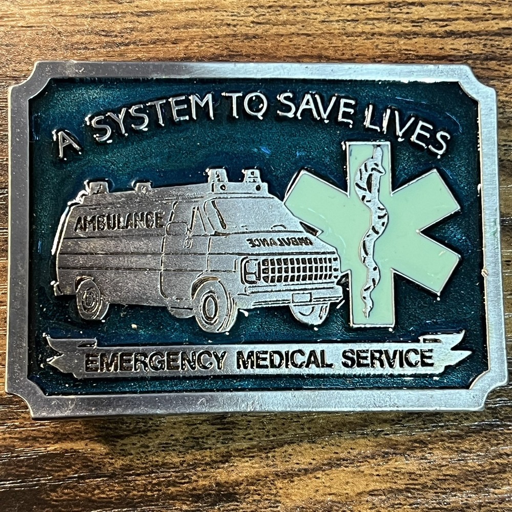 VTG Used A System to Save Lives Emergency Medical Service Enamel Belt Buckle